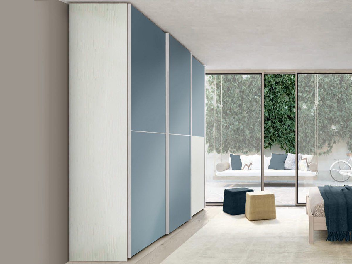 Armadio con 3 ante scorrevoli in finitura Rovere Bianco e Cadaques