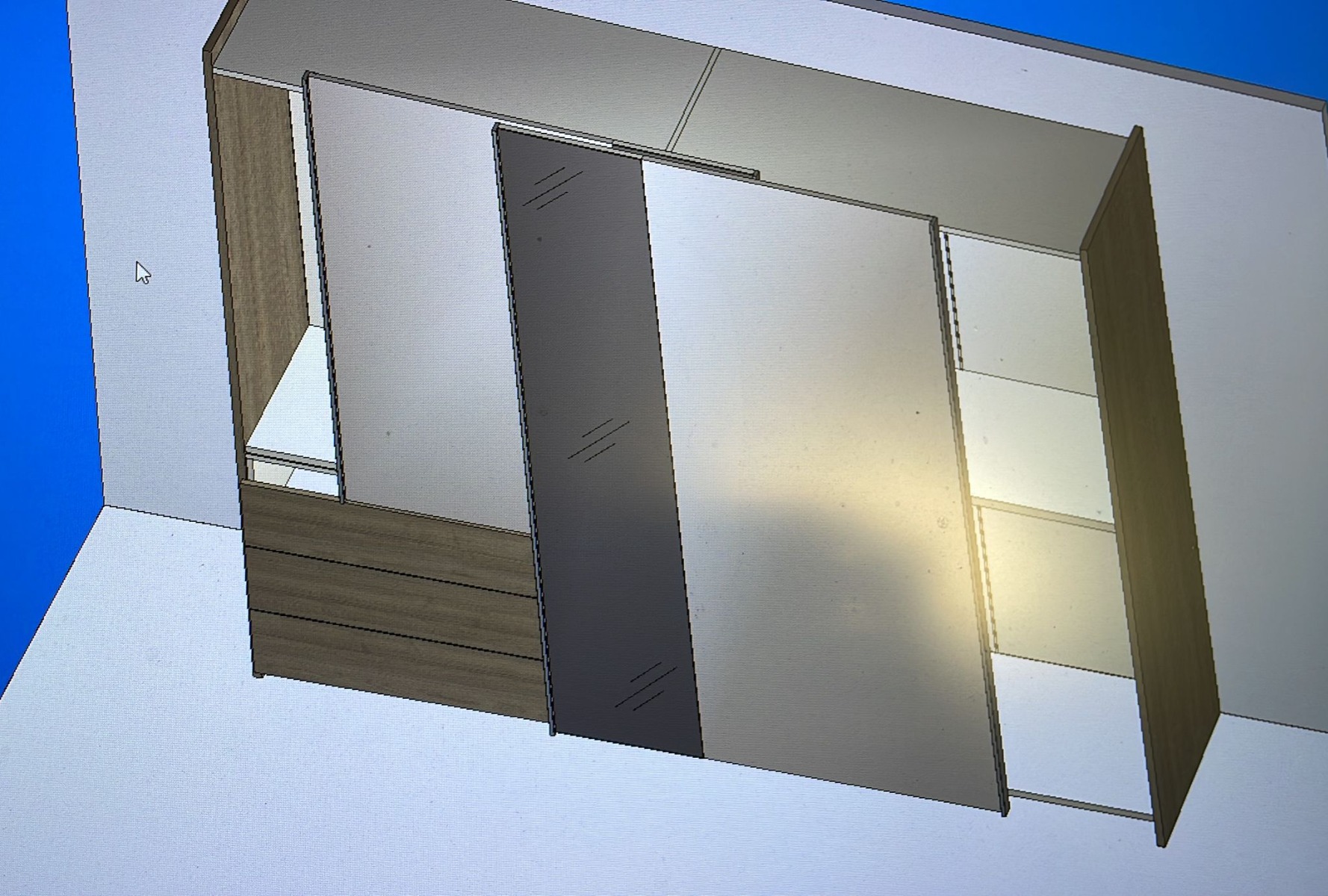 Armadio scorrevole moderno 2 ante con specchio