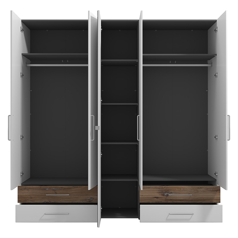 armadio con led bianco lucido ante battenti