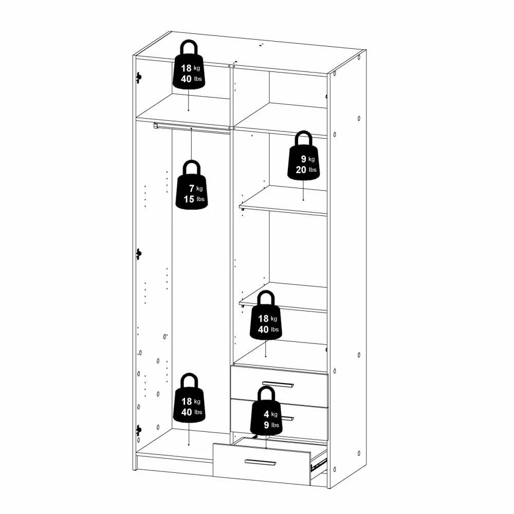 armadio con maniglie 