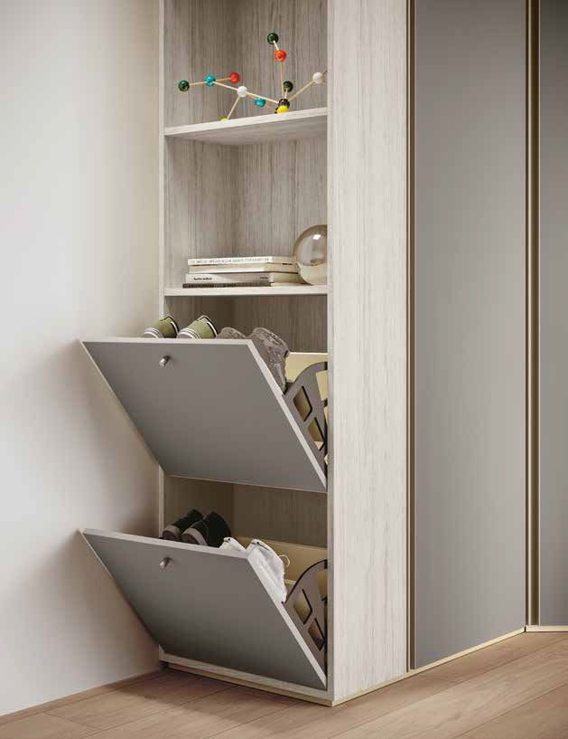 Cabina per camerette, finitura Grigio seta e Bianco altea