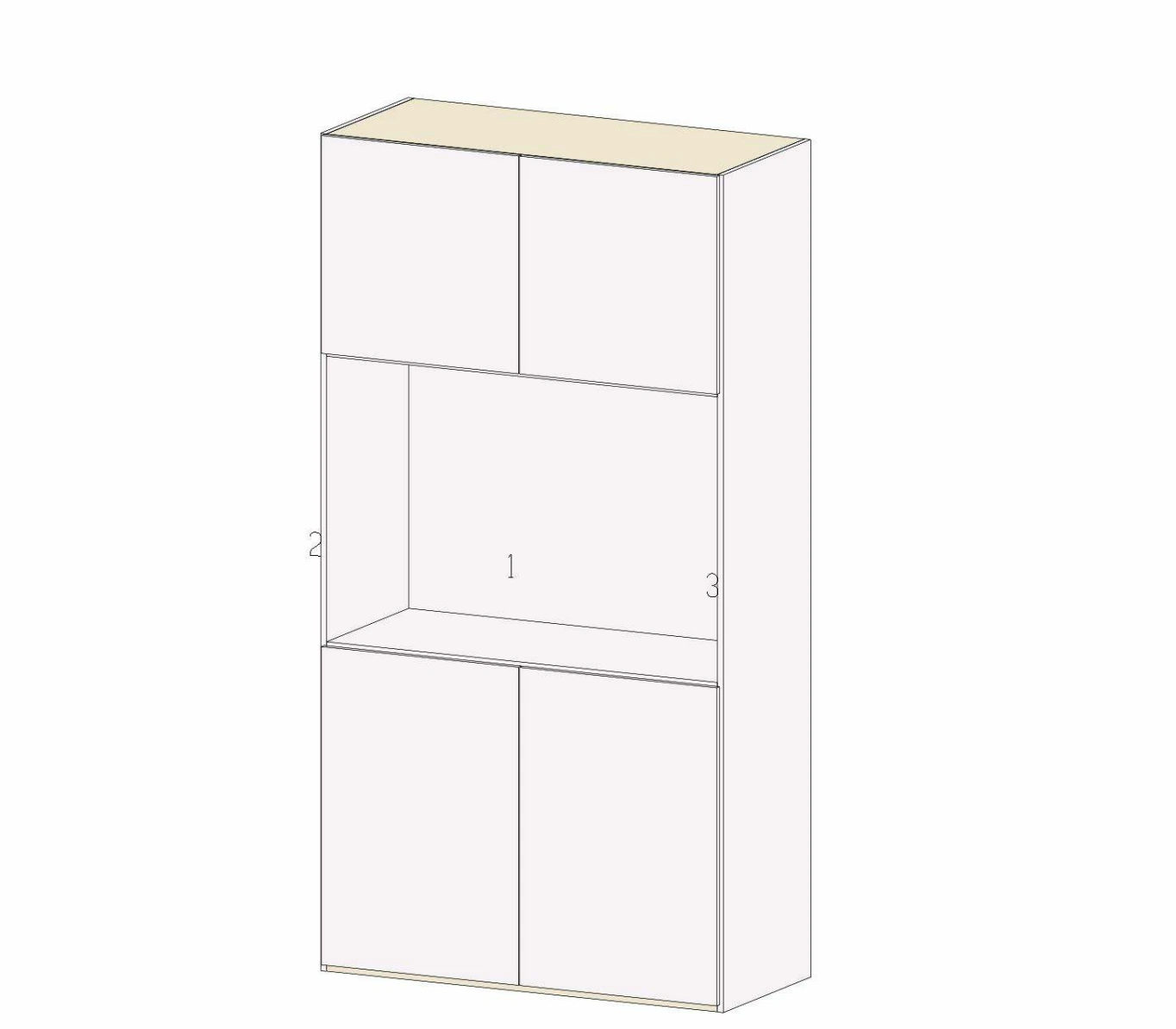 Armadio con vano, 4 ante, Bianco opaco