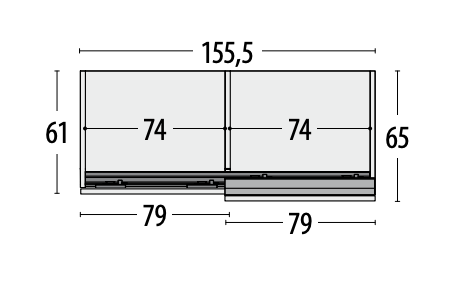 Armadio scorrevole L.155 Moretti Compact, Frassino Bianco