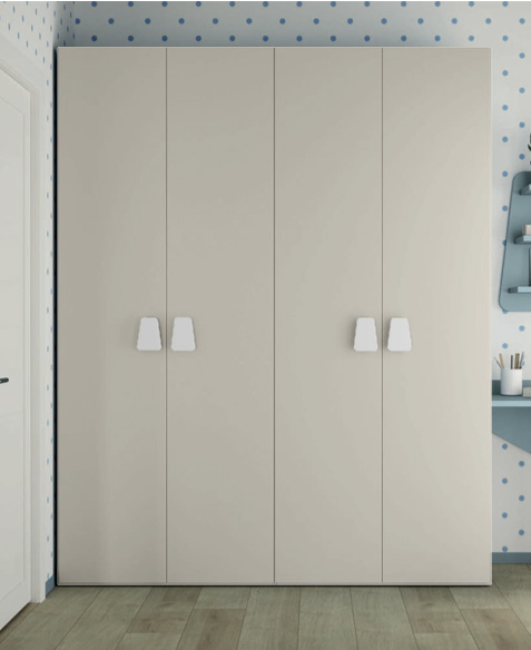 Armadio a 4 ante battenti in finitura Grigio Dorian e Bianco Opaco