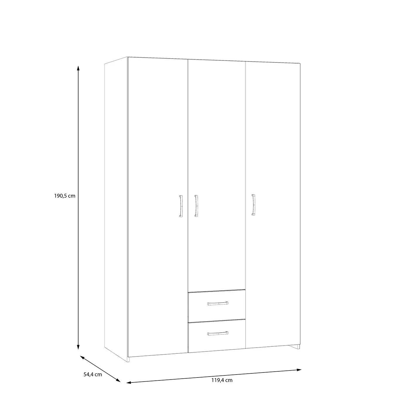 armadio 3 ante bianco