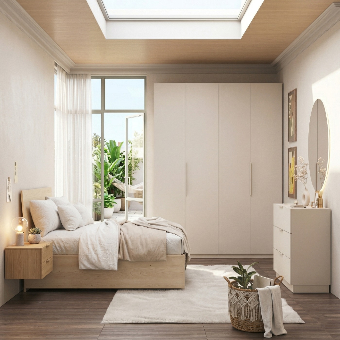 Armadio battente 4 ante, finitura Cashmere, L.190 H.240