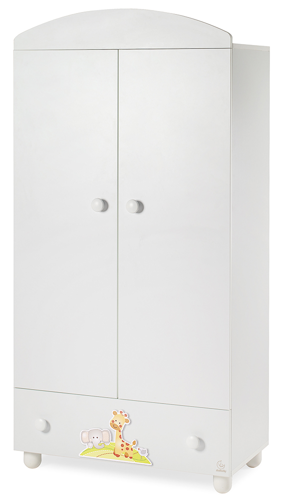 Culla neonati Melman bianca  con ruote e decori colorati