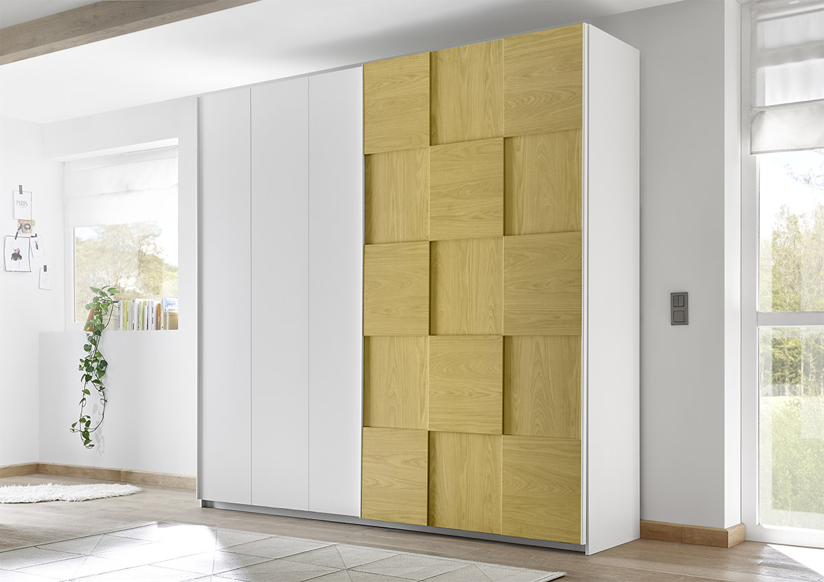 Armadio Miss 2 ante scorrevoli bianco opaco e giallo