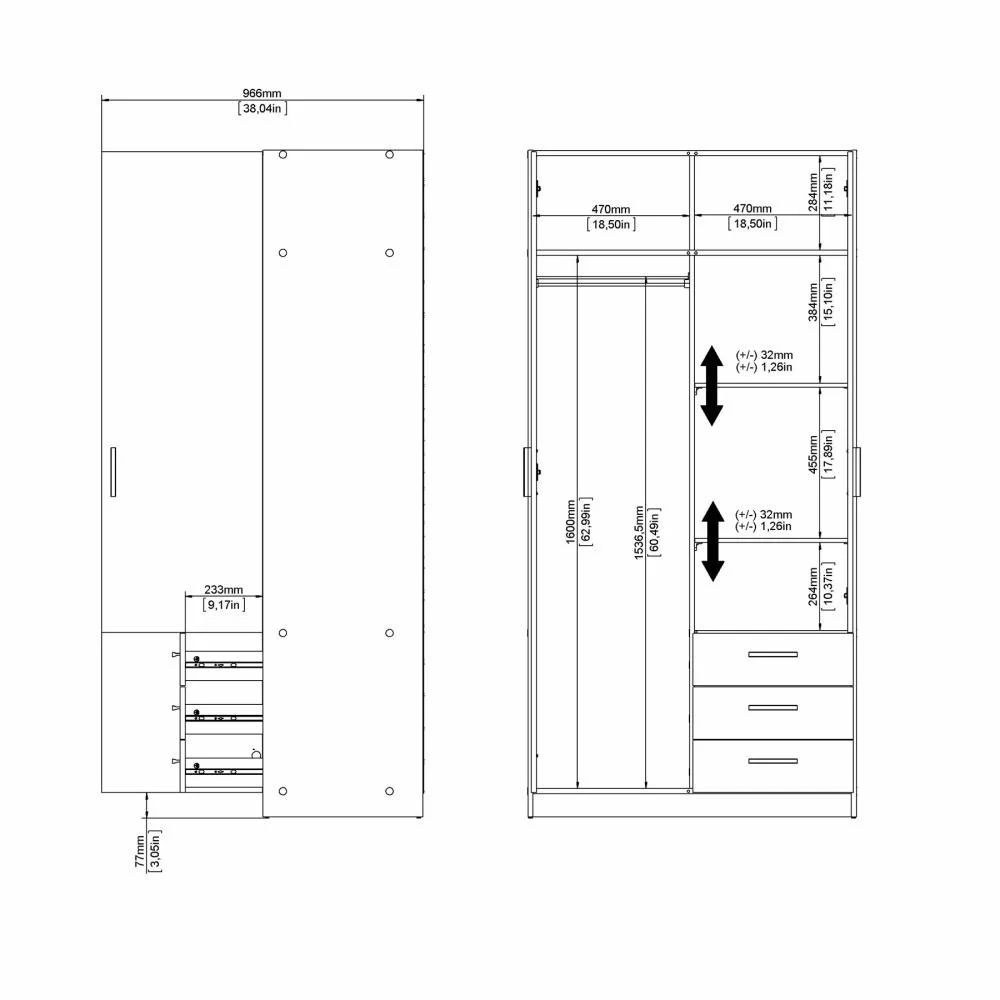 armadio con maniglie 