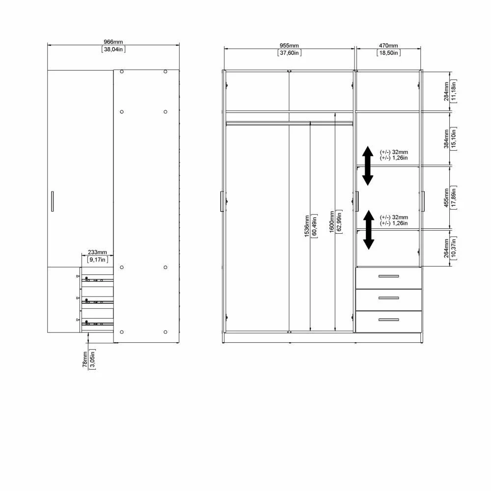 armadio con ante e maniglie 