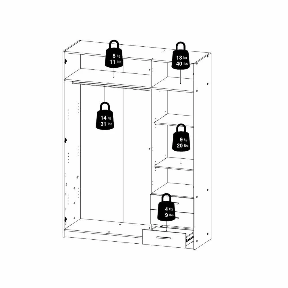 armadio con ante e maniglie 