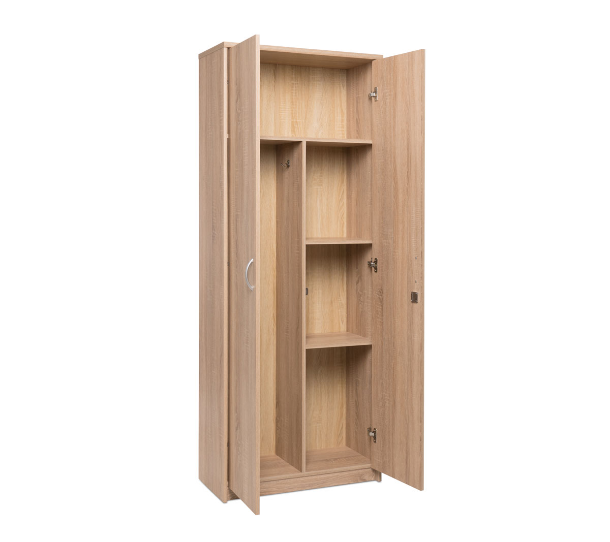 Armadio porta scope, multiuso, 4 ante, finitura Rovere Sonoma