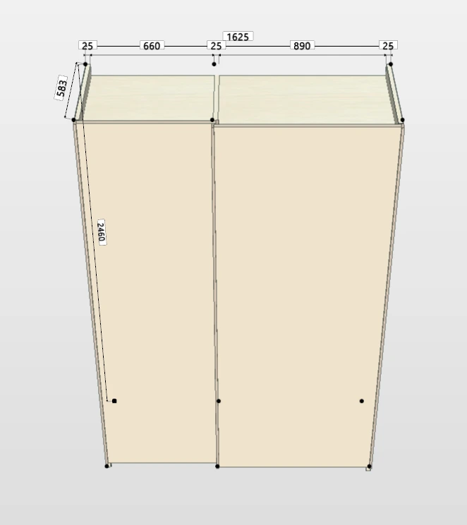 Armadio scorrevole 2 ante, L.163, Laccato opaco Cotone