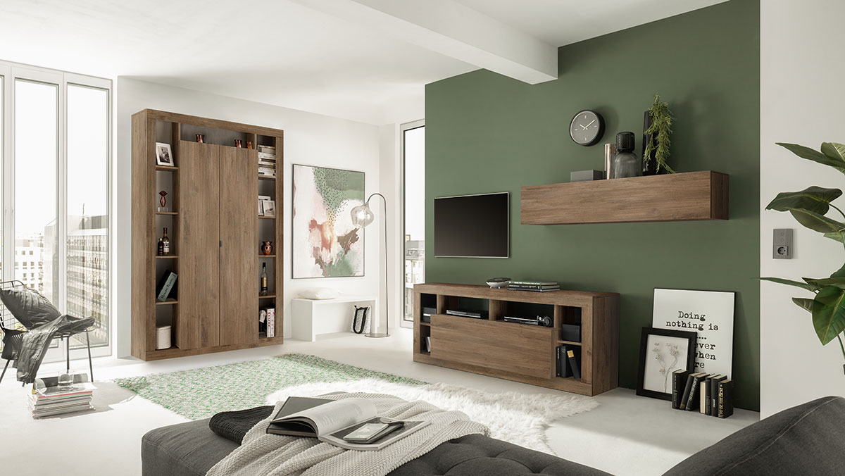 Conveniente e moderna Colonna libreria a 2 ante, finitura Mercure