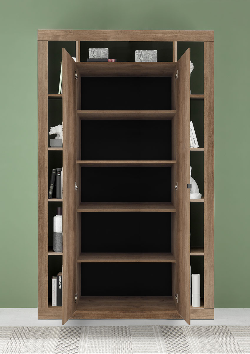 Colonna libreria, dispensa a 2 ante, finitura Mercure, Made in Italy