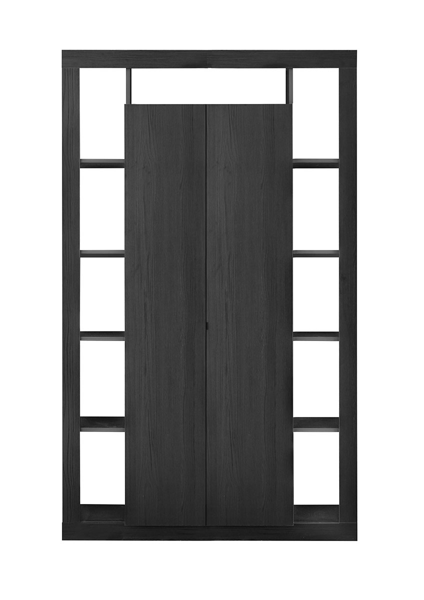 Dispensa Libreria a 2 ante, finitura Nero frassinato, Made in Italy