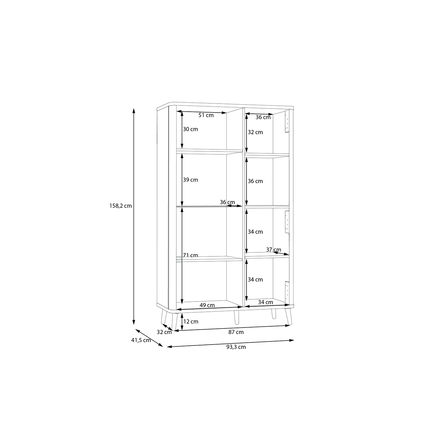 vetrina finitura rovere mauvella e nero