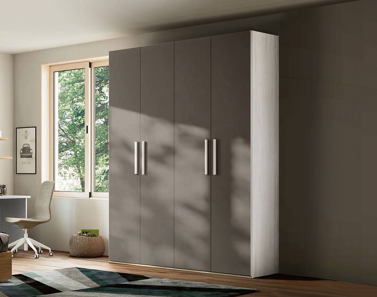 Armadio Grigio cenere e Bianco altea H.234, 4 ante battenti