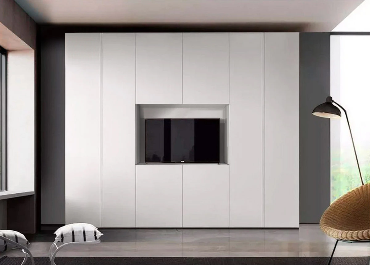 armadio laccato con vano tv