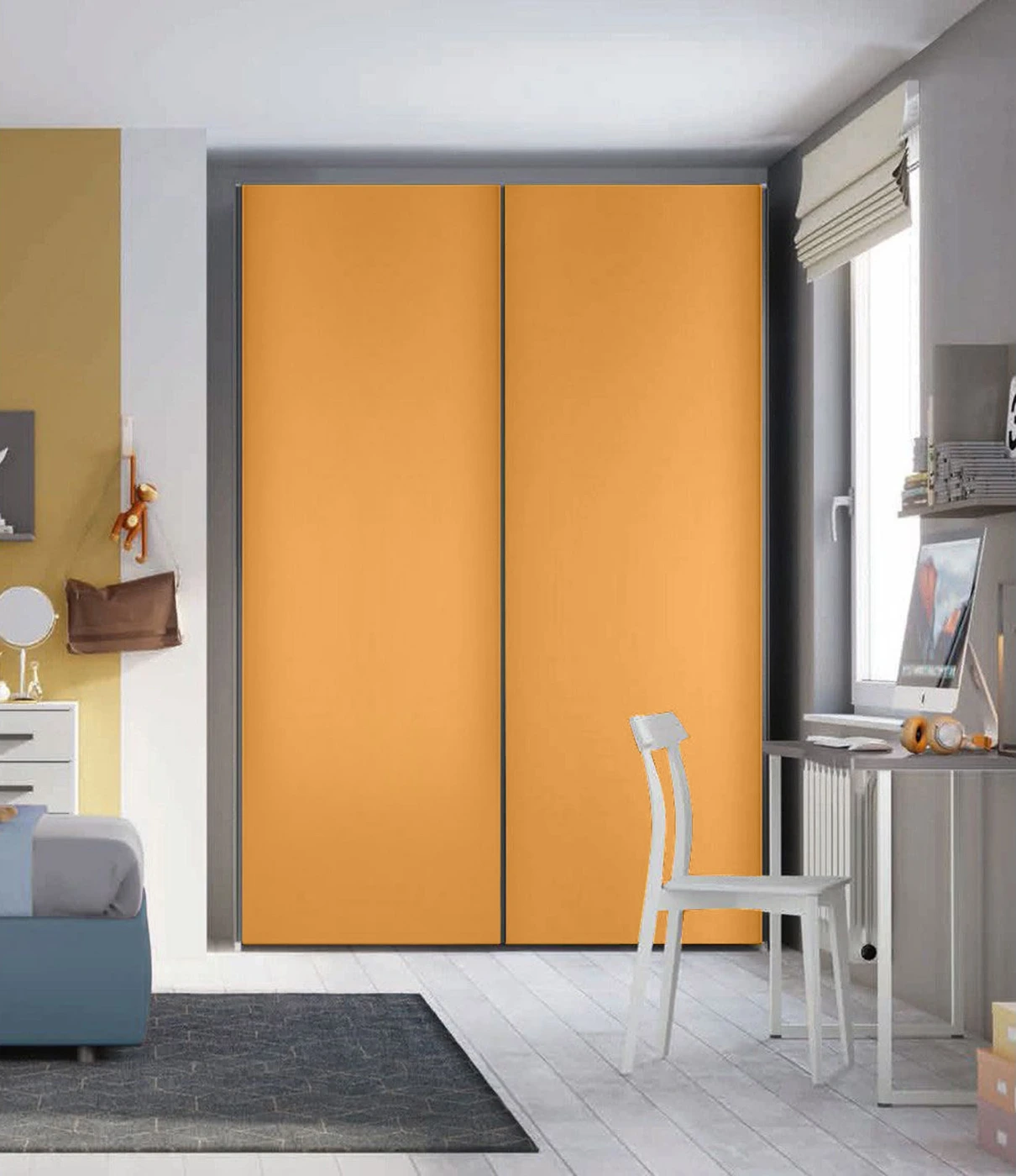 Armadio 2 ante scorrevoli H.225 L.178, finitura Miele