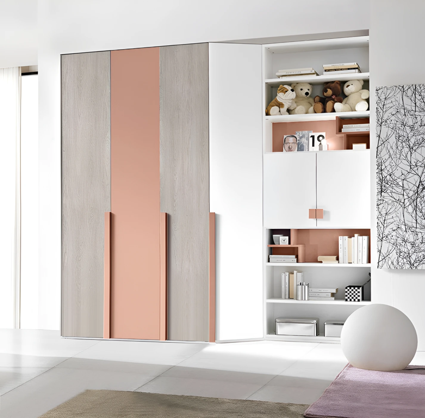 armadio moderno rosa antico