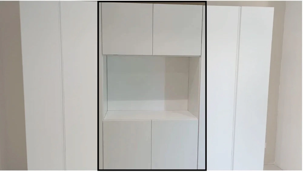 Armadio con vano, 4 ante, Bianco opaco