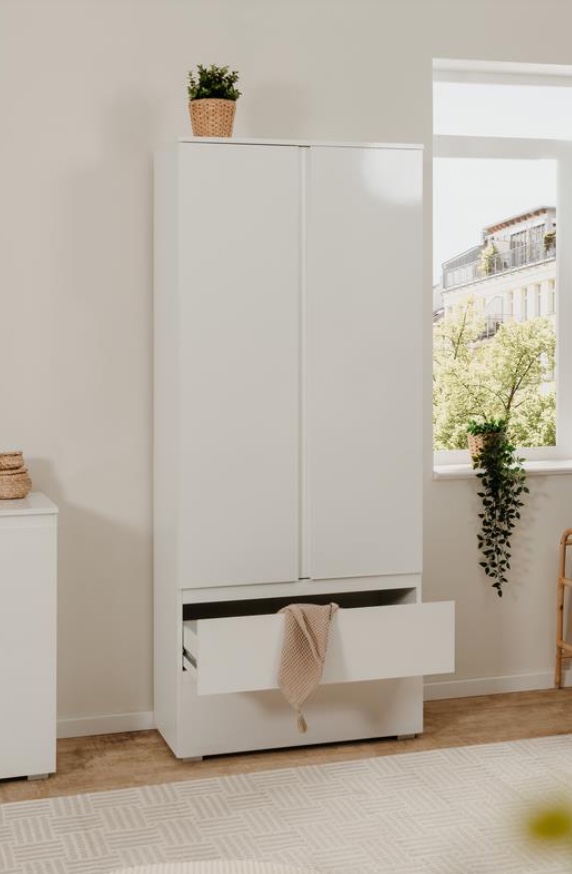 Armadio battente salvaspazio a 2 ante colore Bianco Lucido 