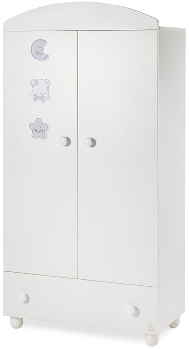 Culla moderna Grizzly con ruote, finitura bianco con decori grigi Zenzero Shop