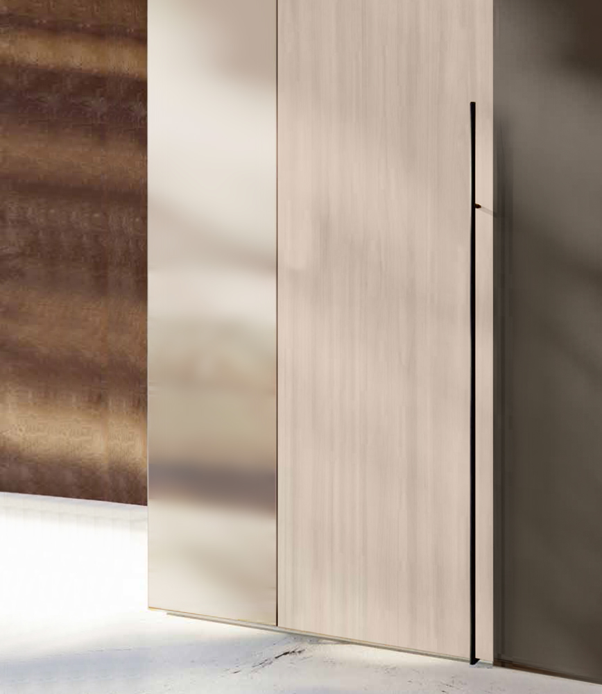 Armadio camera da letto 4 ante battenti in Bronzo e Olmo natura con inserto Specchio