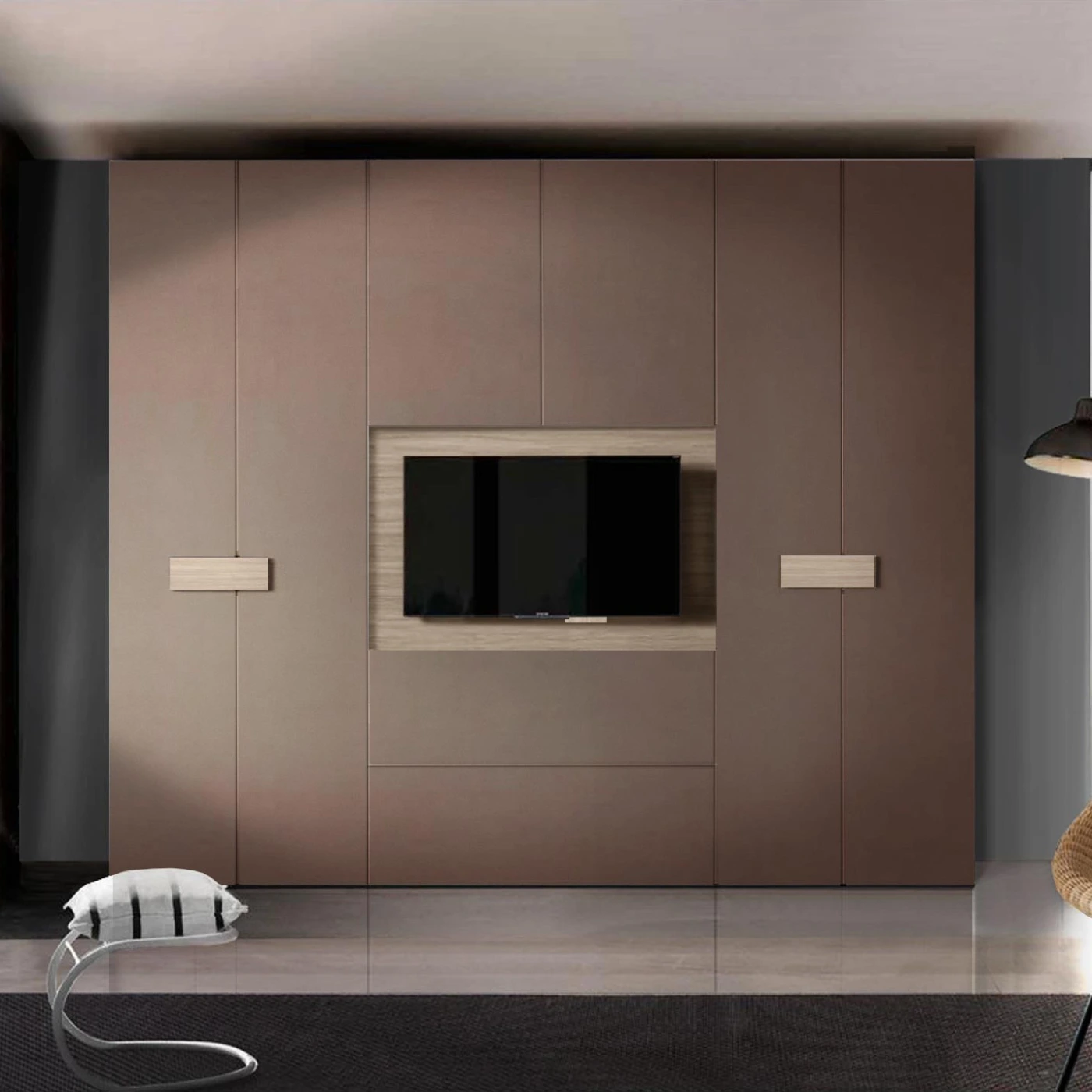 armadio con vano tv bronzo