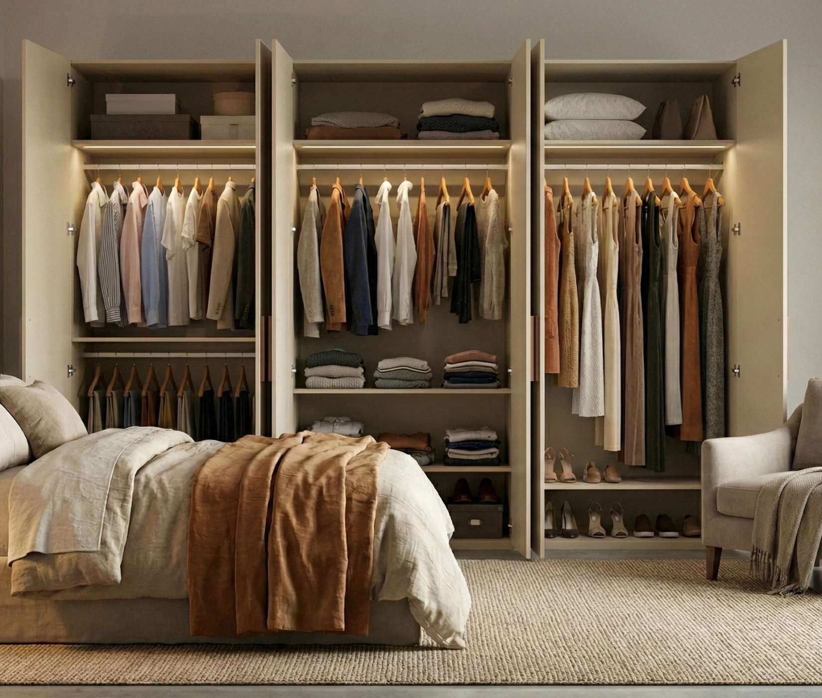 Camera moderna orzo e noce biondo