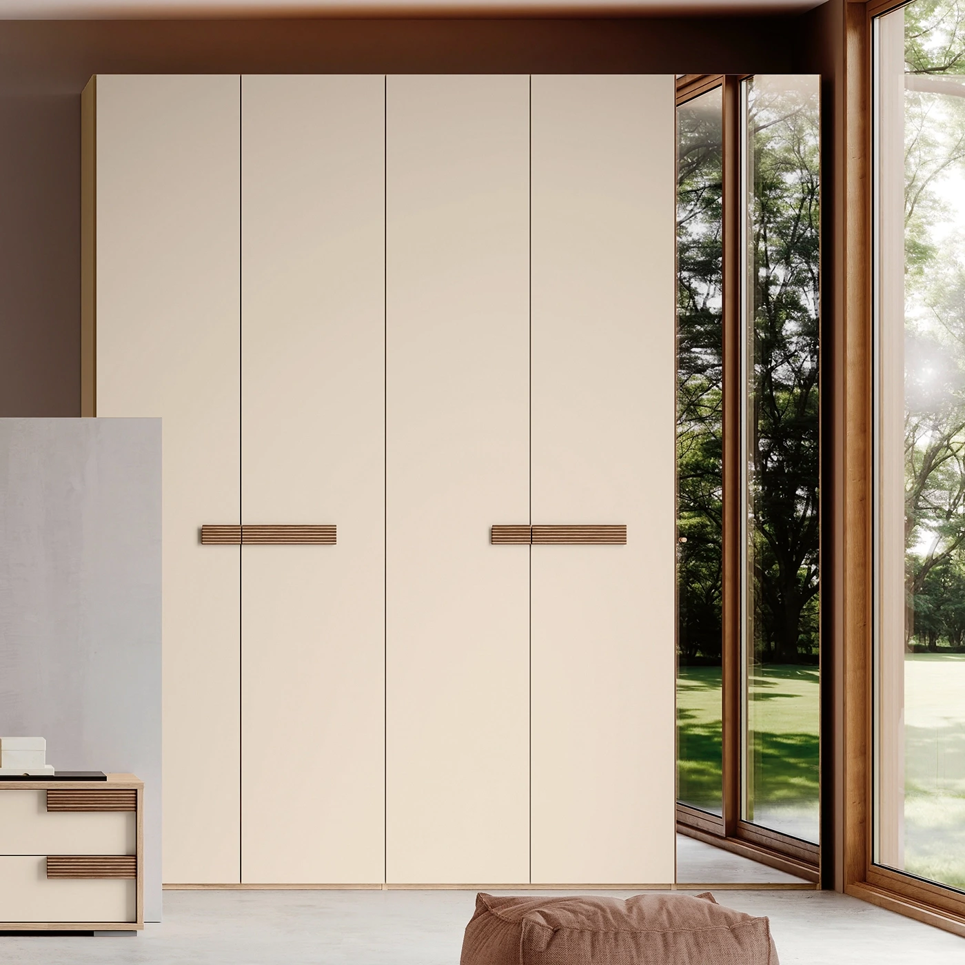 Armadio 5 ante battenti, Orzo e Noce biondo, L.229