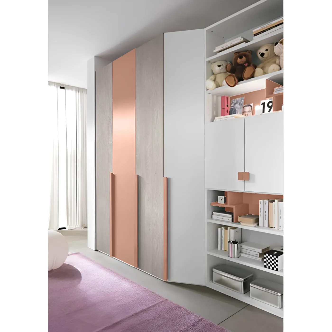 armadio moderno rosa antico