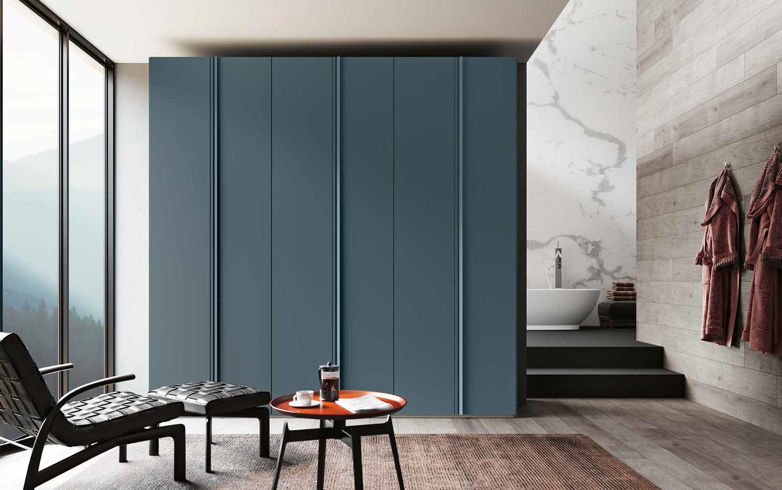 Armadio Petrolio 6 ante battenti, design moderno