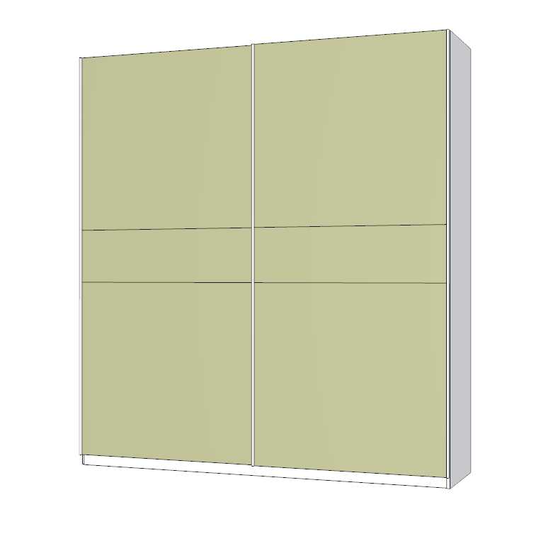Armadio 2 ante scorrevoli, Bianco opaco e Verde pistacchio, L.220