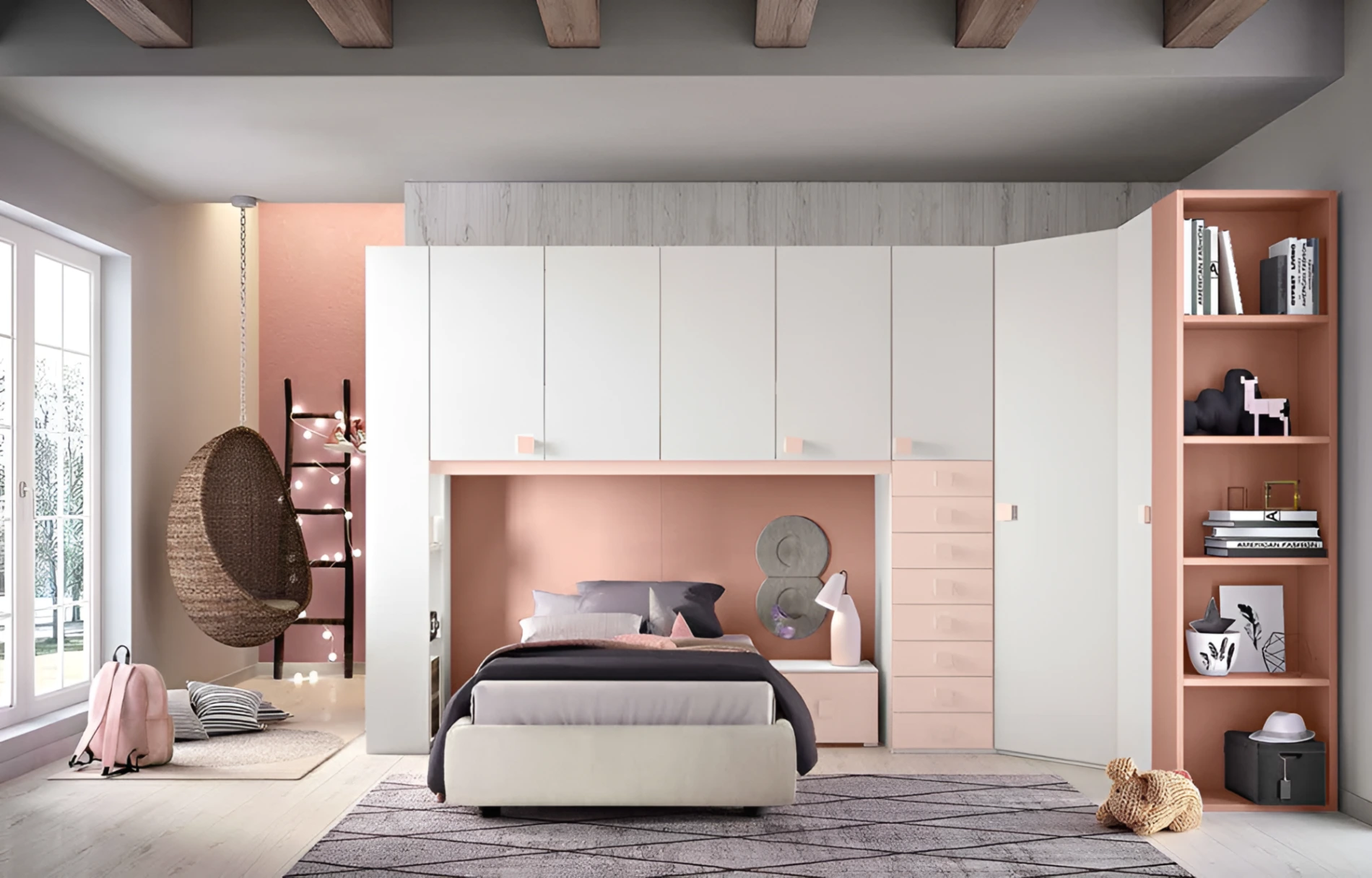 Armadio a ponte con cabina per cameretta