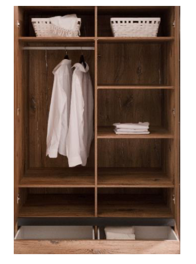 Armadio multiuso 2 ante un cassetto, finitura Rovere e Antracite