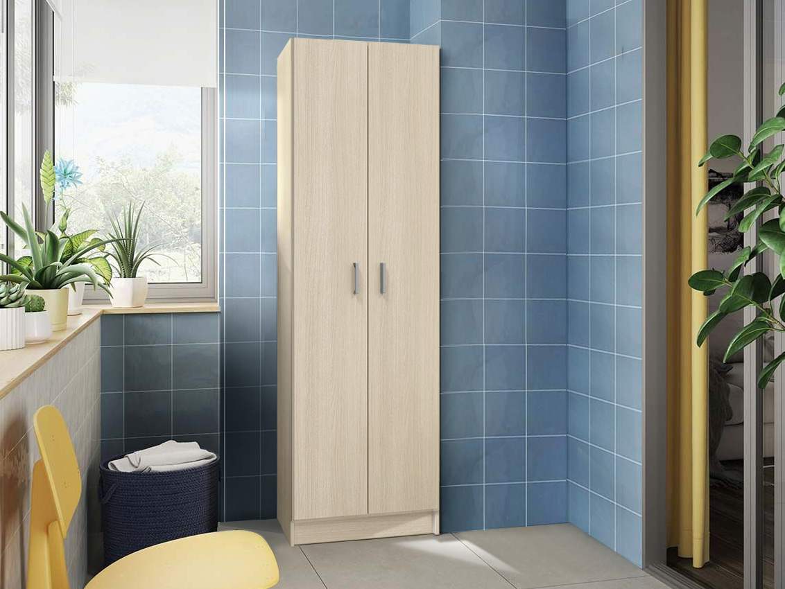 Armadio multiuso 2 ante, finitura Rovere chiaro 