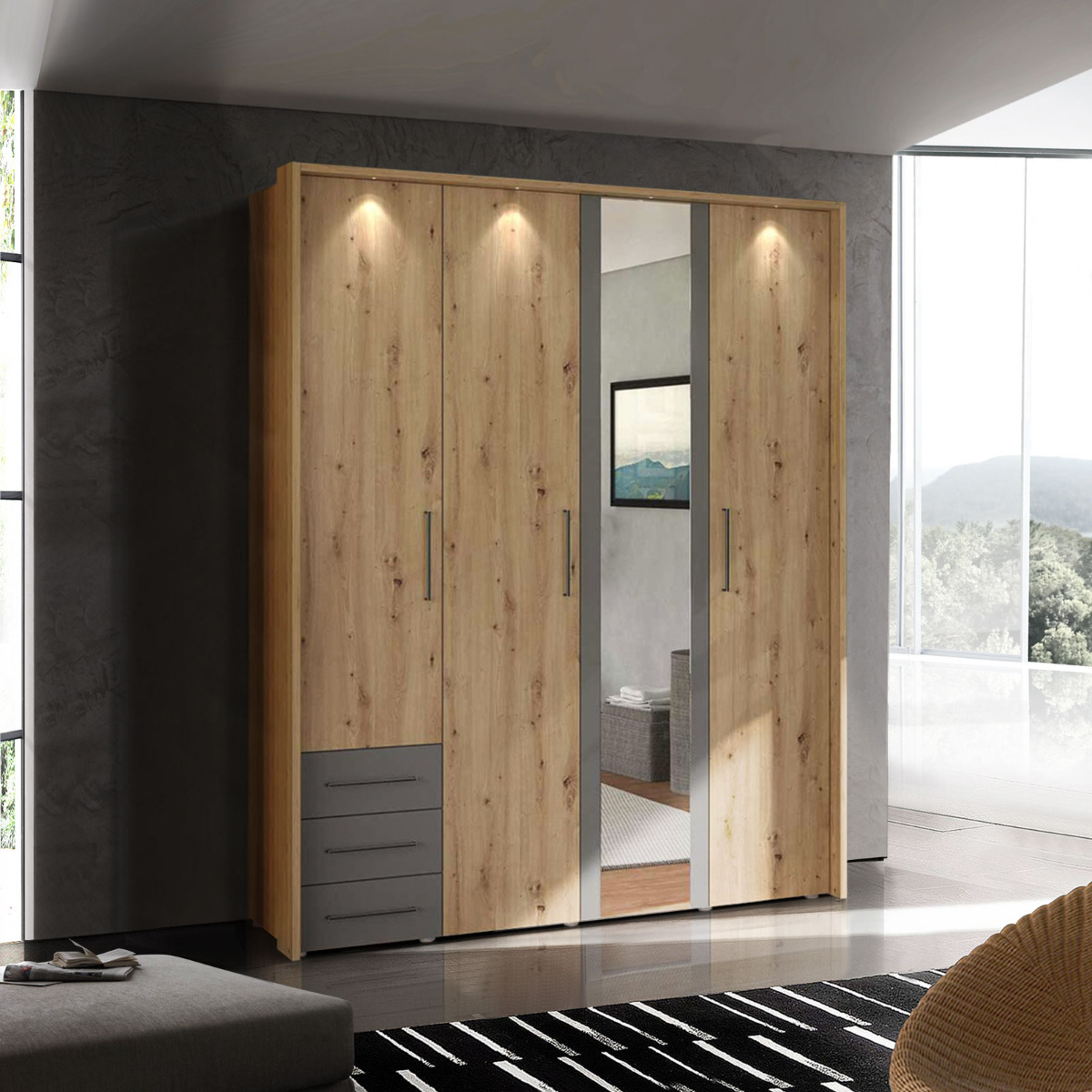 armadio con specchio ideale stile industry