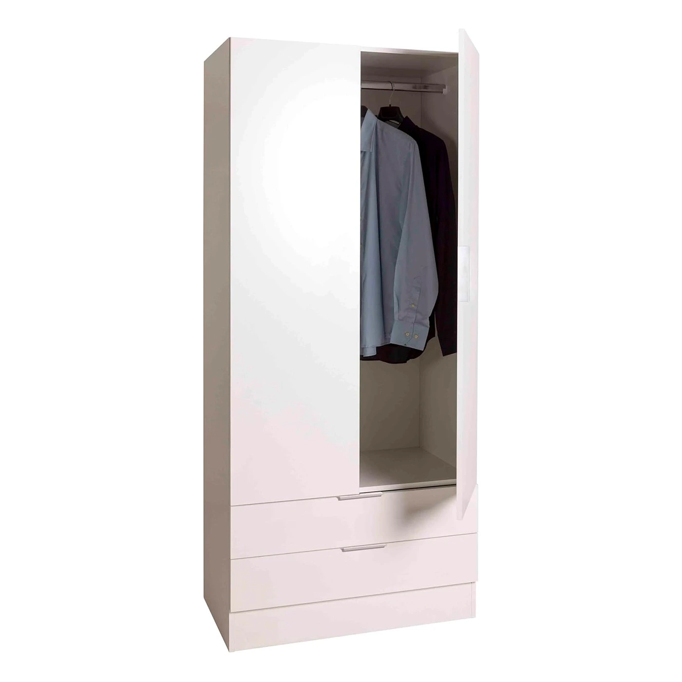 Armadio multiuso 2 cassetti, bianco, made in Italy Zenzero Shop