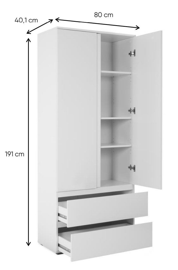 Armadio battente salvaspazio a 2 ante colore Bianco Lucido 