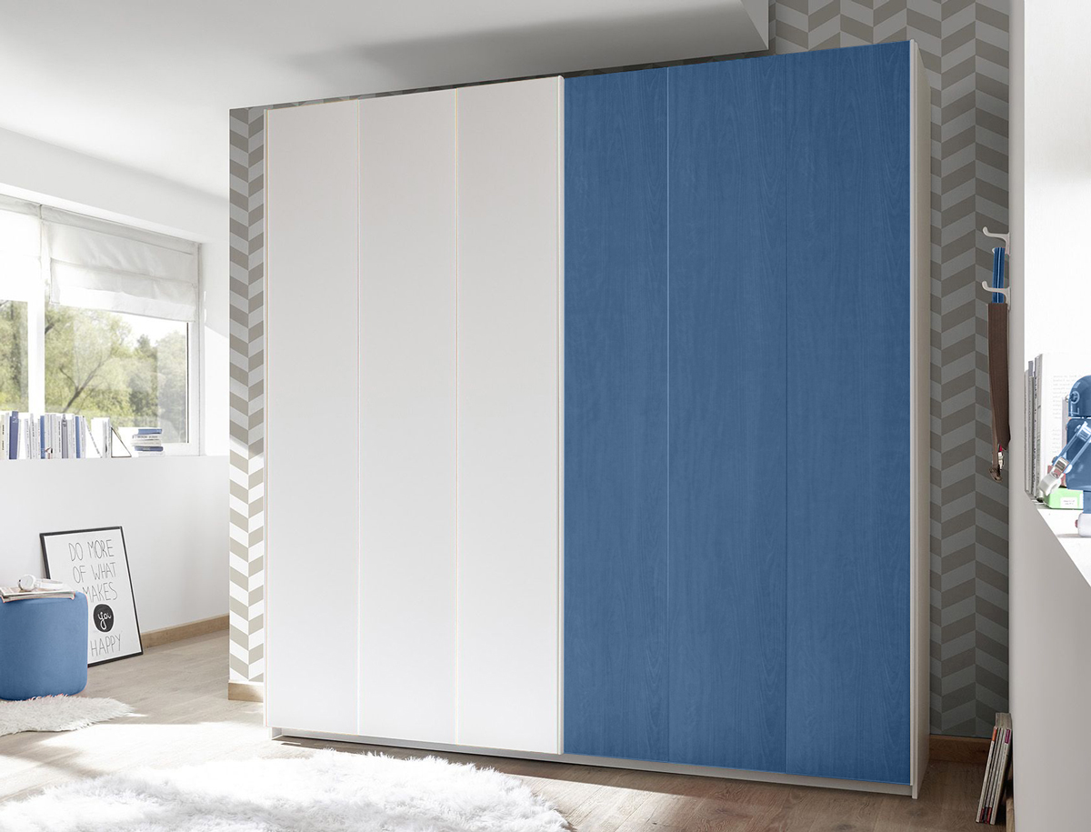 Armadio Like 2 ante scorrevoli bianco opaco e Blu