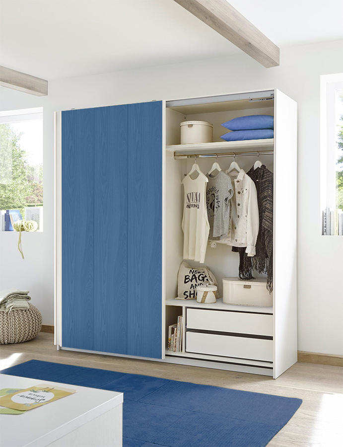 Armadio Like 2 ante scorrevoli bianco opaco e Blu