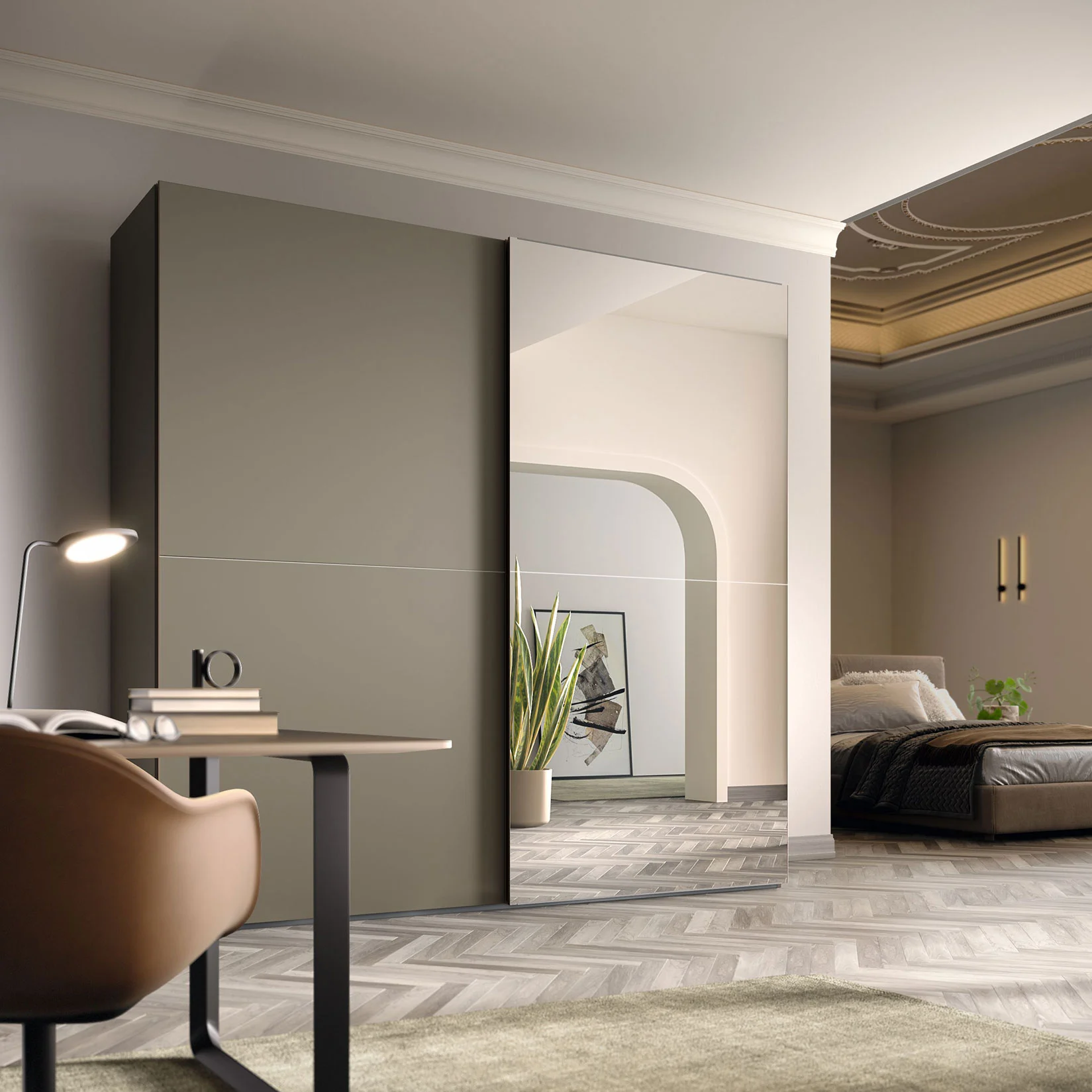 armadio bronzo con specchio