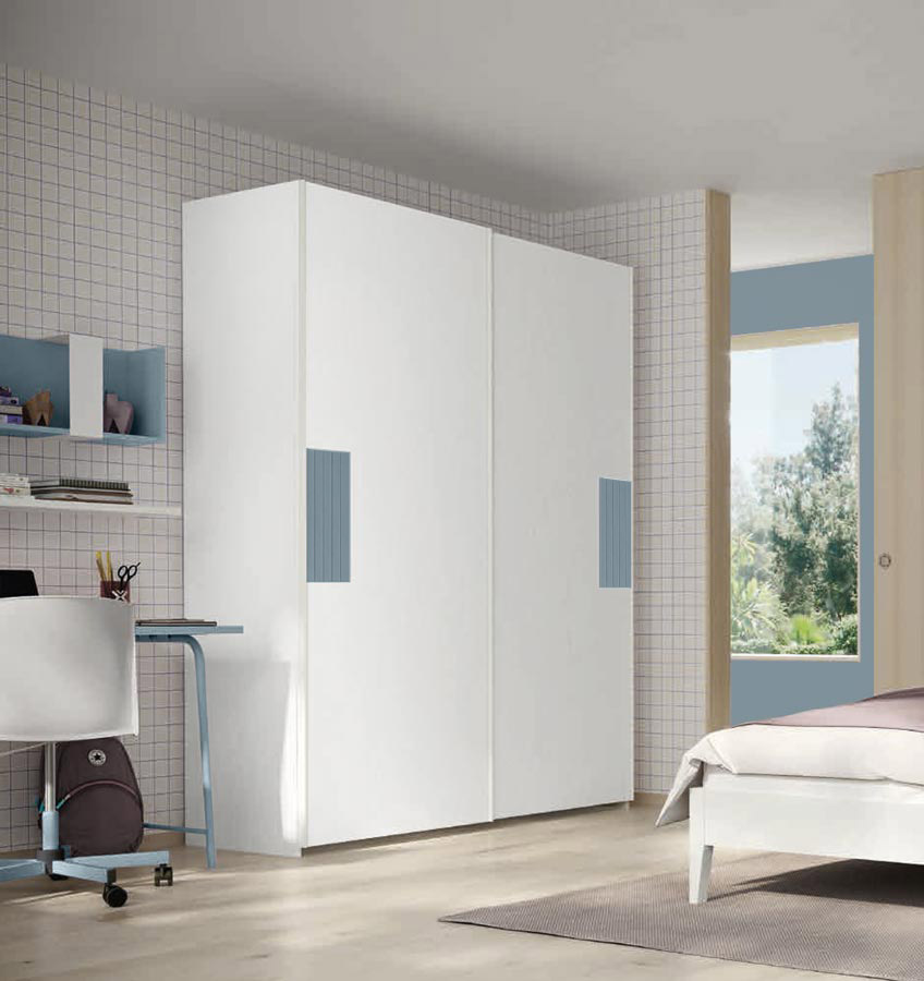Armadio scorrevole Bianco opaco con inserti Cadaques