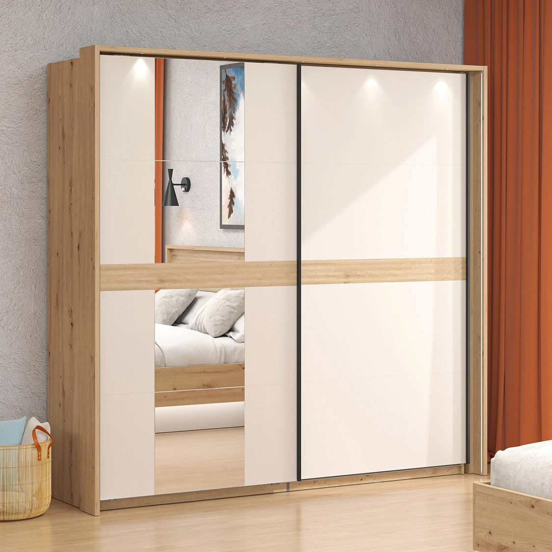 armadio rovere con specchio