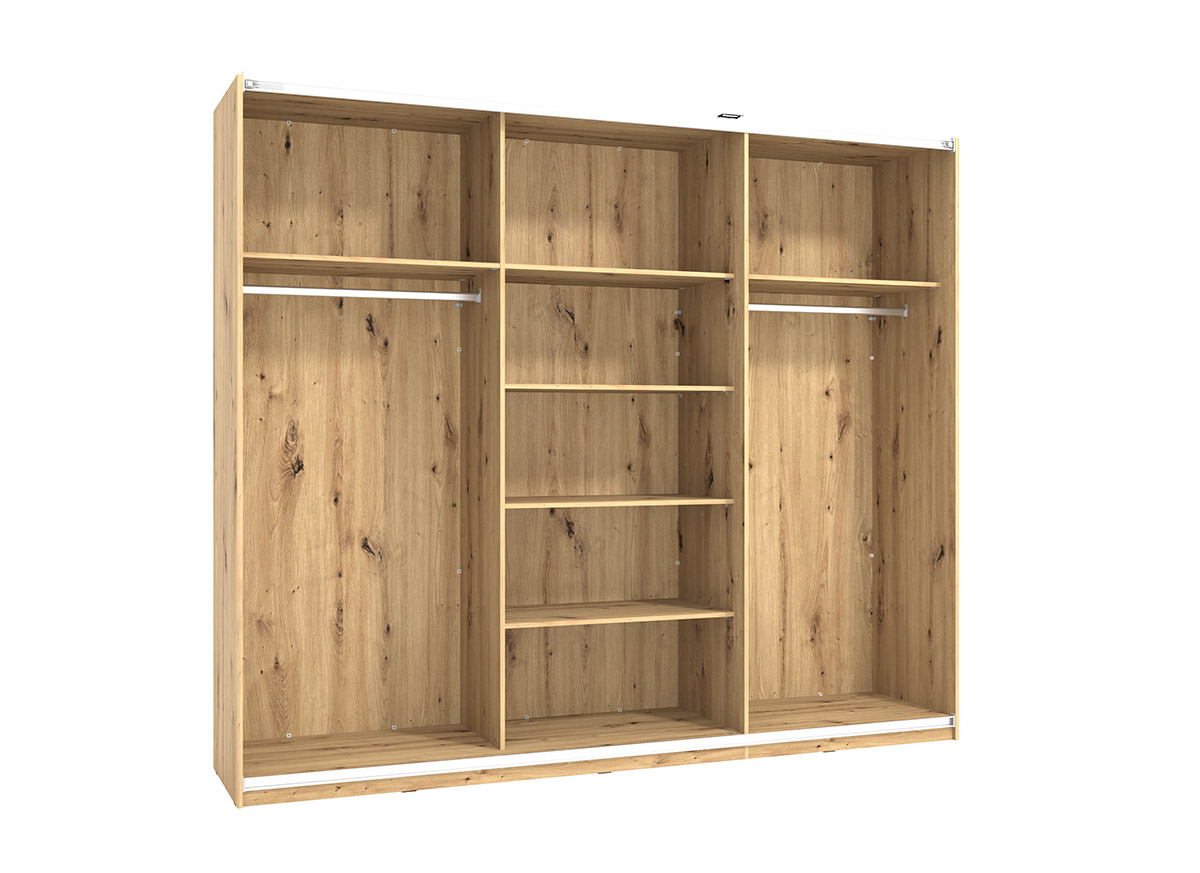 Armadio scorrevole 3 ante, finitura Rovere e Nero