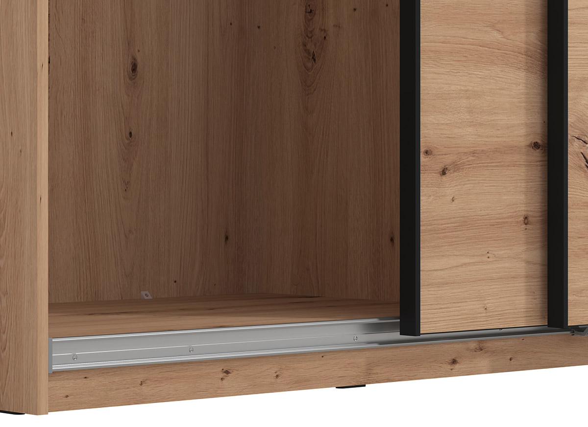 Armadio scorrevole 3 ante, finitura Rovere e Nero