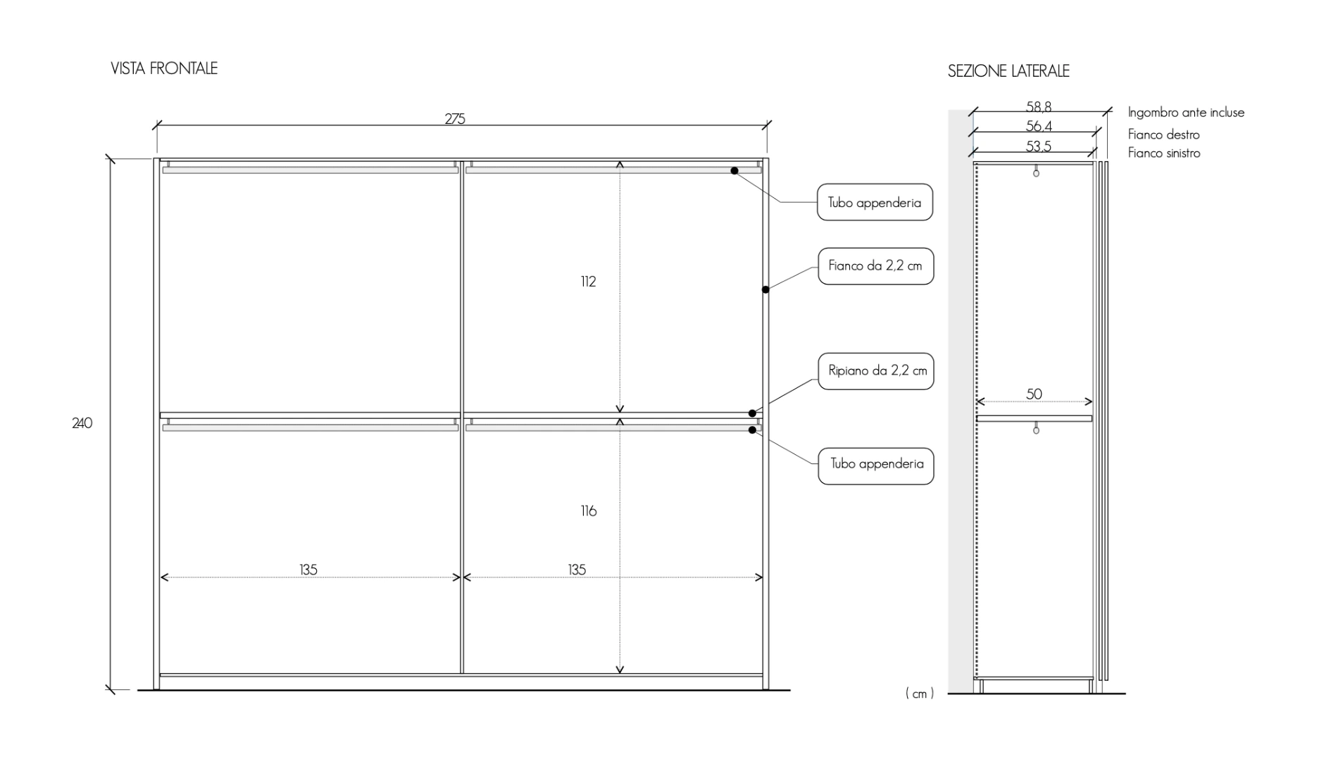 armadio scorrevole cashmere e noce