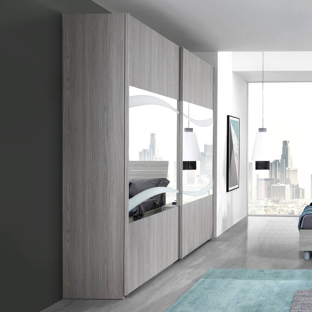 armadio scorrevole economico grigio